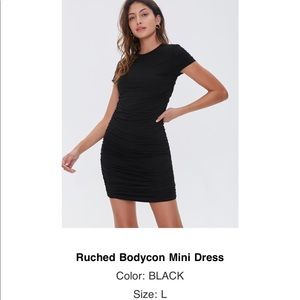 NWT Forever 21 Ruched Bodycon black Dress - Large